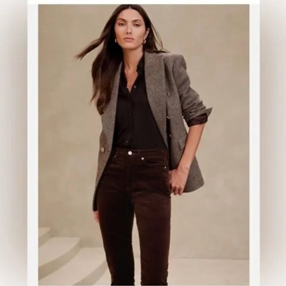 Banana Republic Brown High-Rise Skinny Ankle Stretch-Corduroy Pants Size 27 NWT - Picture 3 of 10